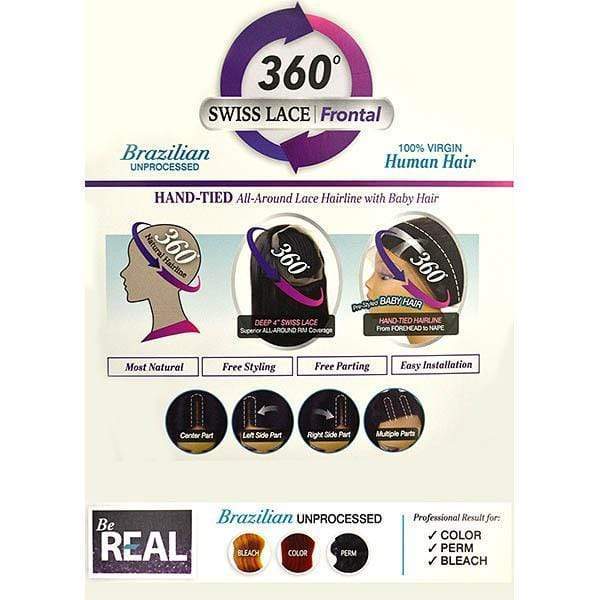 Bobbi Boss Be Real 100% Virgin Brazilian 360 Swiss Lace Frontal - NATURAL STRAIGHT - Image 2