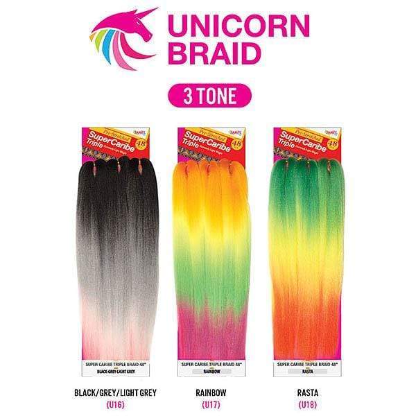 Janet Collection Pre Stretched Unicorn Crochet Braid - 3X SUPER CARIBE TRIPLE 48" - Image 13