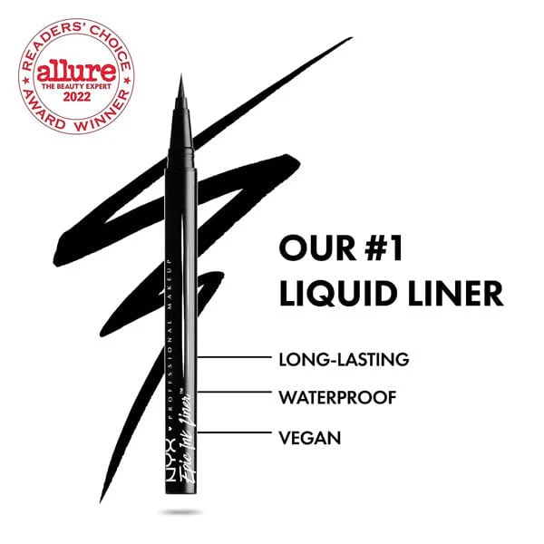 NYX Epic Ink Waterproof Liquid Eyeliner Pen-Black - (C) - Image 2