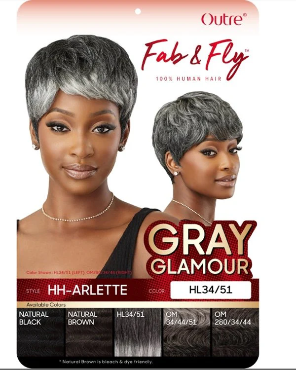 Outre 100% Human Hair Fab & Fly Gray Glamour Full Cap Wig - HH ARLETTE - Image 5