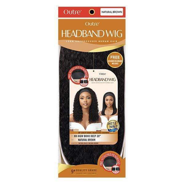 Outre 100% Human Hair WET & WAVY Headband Wig - BOHO DEEP 20" - Image 4
