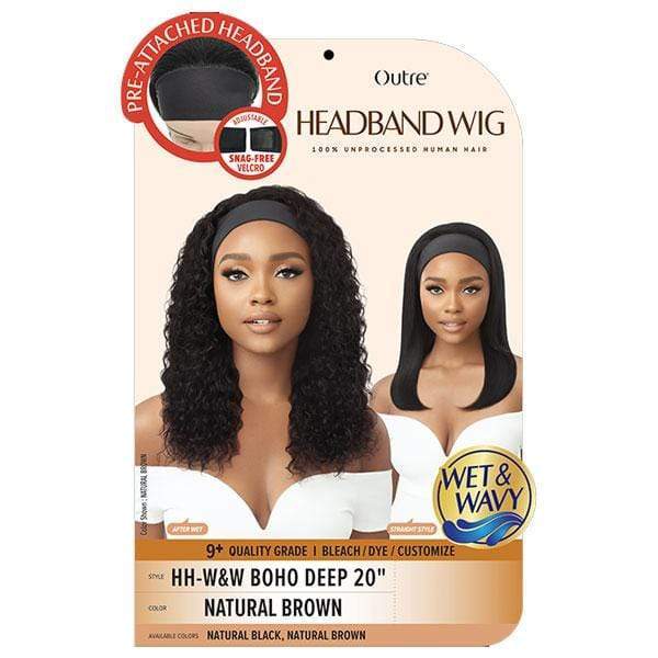 Outre 100% Human Hair WET & WAVY Headband Wig - BOHO DEEP 20" - Image 6