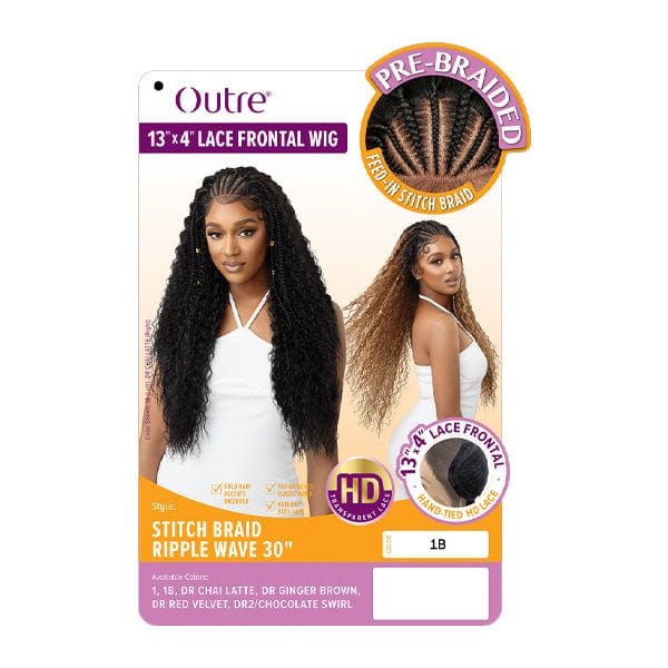 Outre 13x4 HD Pre-Braided Lace Front Wig - STITCH BRAID RIPPLE WAVE 30" - Image 7