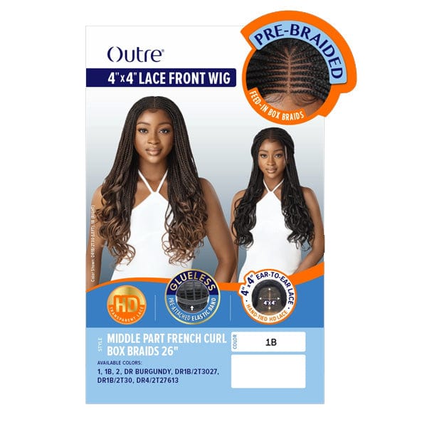 Outre 4x4 HD Pre-Braided Lace Front Wig - MIDDLE PART FRENCH CURL BOX BRAIDS 26" - Image 5