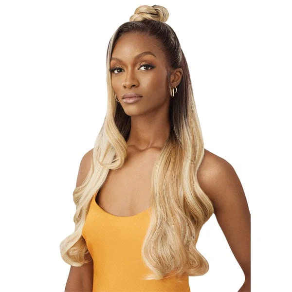 Outre Airtied Human Hair Blend Glueless 13X6 HD Lace Front Wig - HHB GLAM WAVES 28" - Image 6