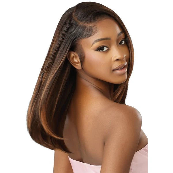 Outre Airtied Human Hair Blend Glueless 13X6 HD Lace Front Wig - HHB SLEEK YAKI 20" - Image 3