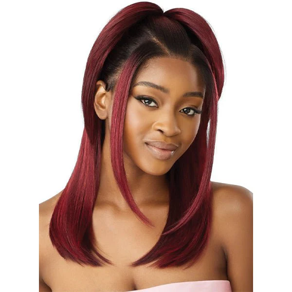 Outre Airtied Human Hair Blend Glueless 13X6 HD Lace Front Wig - HHB SLEEK YAKI 20" - Image 4