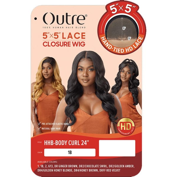 Outre Human Hair Blend 5x5 Lace Closure Wig - HHB BODY CURL 24" - Image 6