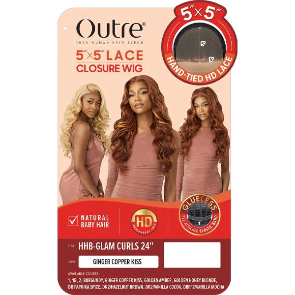 Outre Human Hair Blend 5x5 Lace Closure Wig - HHB GLAM CURLS 24" - Image 6