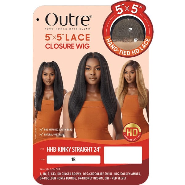 Outre Human Hair Blend 5x5 Lace Closure Wig - HHB KINKY STRAIGHT 24" - Image 6