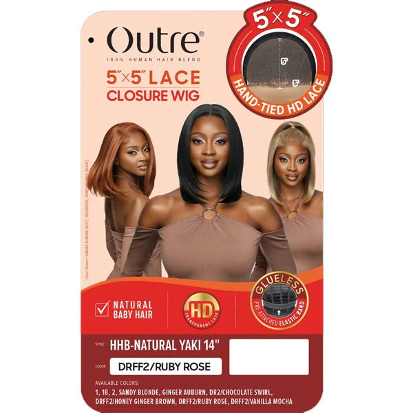 Outre Human Hair Blend 5x5 Lace Closure Wig - HHB NATURAL YAKI 14" - Image 6