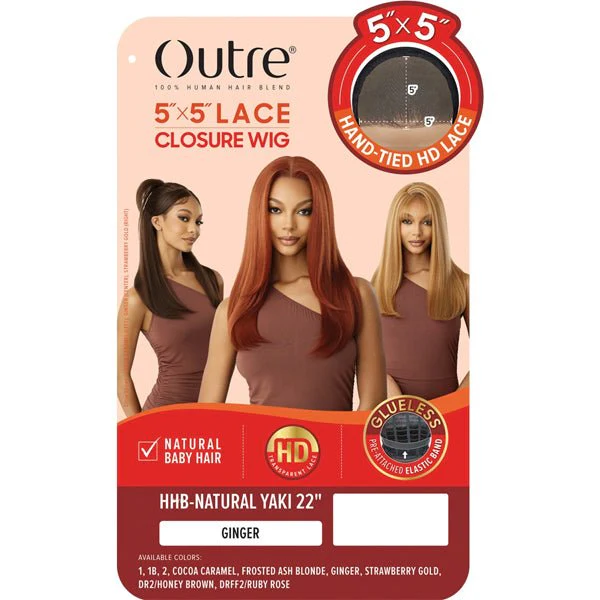 Outre Human Hair Blend 5x5 Lace Closure Wig - HHB NATURAL YAKI 22" - Image 6