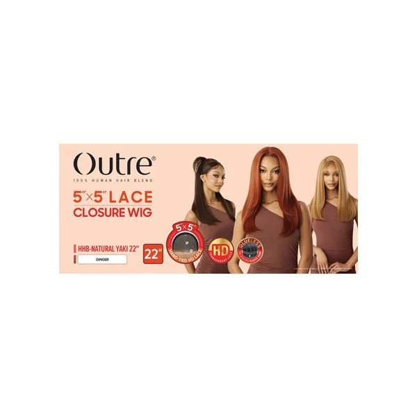 Outre Human Hair Blend 5x5 Lace Closure Wig - HHB NATURAL YAKI 22" - Image 7