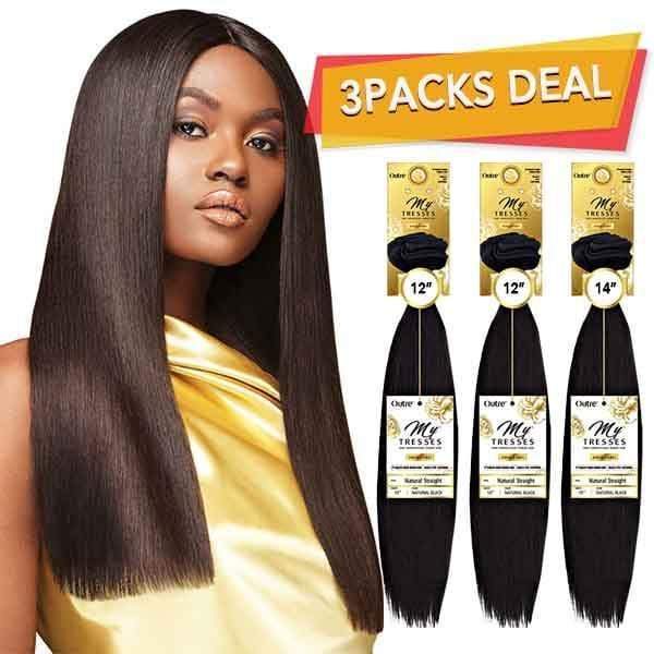 Outre MyTresses Gold Label 100% Human Hair Weave 3 bundles - NATURAL STRAIGHT 10"-22" - Image 2