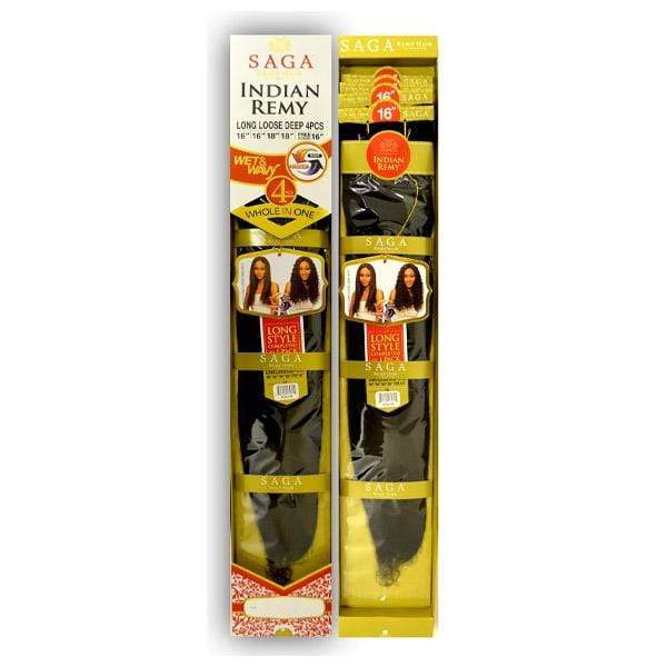 Saga Indian Remy 100% Human Hair Wet & Wavy Weave - LONG LOOSE DEEP 4PCS - Image 2