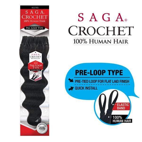 Saga Human Hair Crochet Braid - LOOP LOOSE DEEP 10" 12" 14" 16" - Image 2