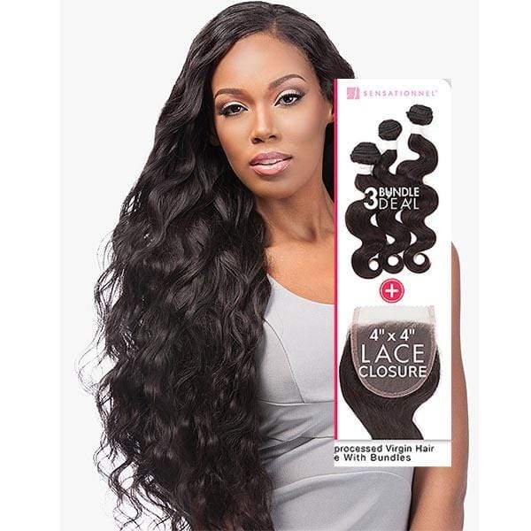 Sensationnel Bare & Natural Virgin Remi Human Hair Weave - BODY WAVE 3PCS + 4x4 CLOSURE - Image 4