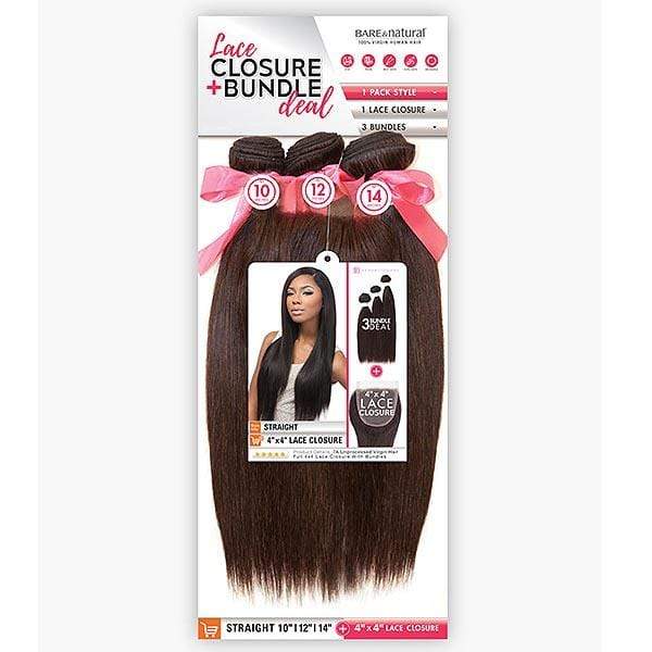 Sensationnel Bare & Natural Virgin Remi Human Hair Weave - STRAIGHT 3PCS + 4x4 CLOSURE - Image 3