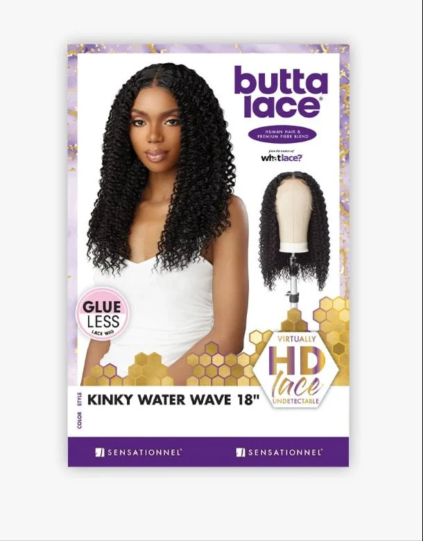 Sensationnel Butta Lace Human Hair Blend Lace Front Wig - KINKY WATER WAVE 18″ - Image 5