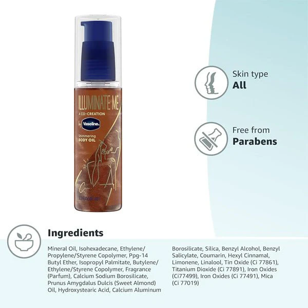 Vaseline - Illuminate Me Shimmering Body Oil - 3.3oz - (C) - Image 5